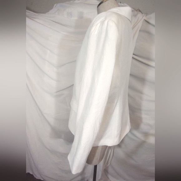 Black Tie white blazer ButtonUp jacket, textured pattern, spread collar, 16P - Picture 5 of 13